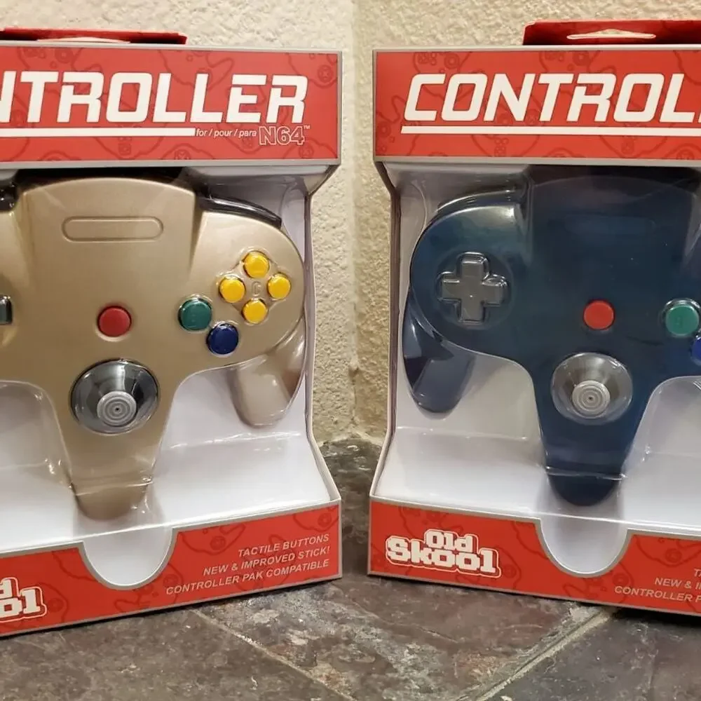 2 N64 Controllers - Gold & Ice Blue (NEW) - Nintendo64 - Old Skool